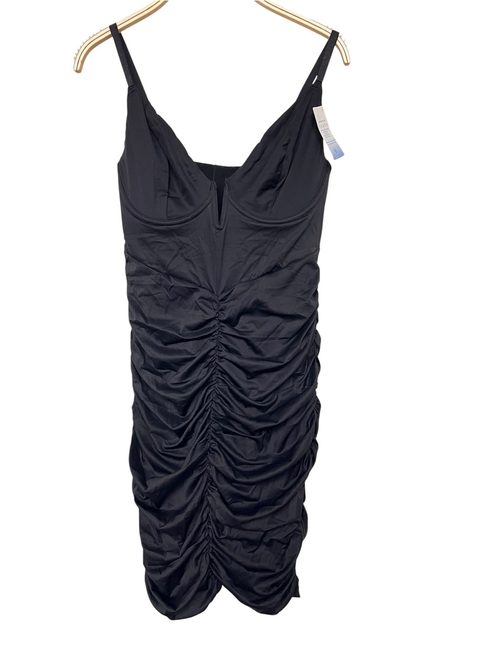 New Popilush Black Ruched Shapewear Bodycon Mini Dress